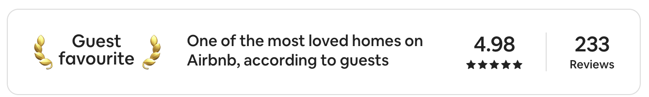 Airbnb Guest Favourite 4.98 rating with 233 reviews for The Barn at White House Farm